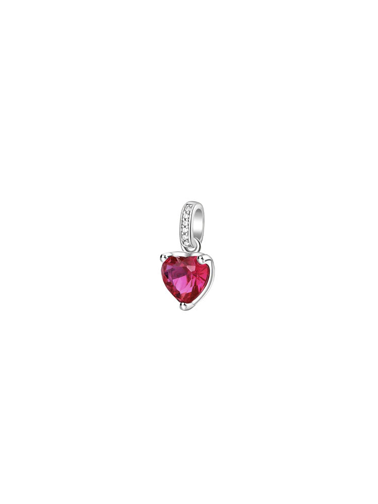 CHARM DONNA PENDENTE IN ARGENTO CON ZIRCONE COLOR ROSSO E ZIRCONI BIANCHI FANCY BROSWAY