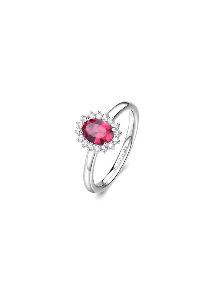 ANELLO DONNA FANCY KATE IN ARGENTO E ZIRCONE OVALE RUBY MIS 16 BROSWAY