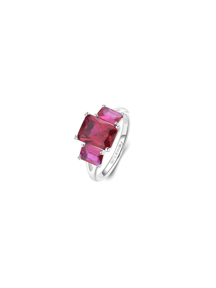 ANELLO DONNA CON BAGUETTE DI ZIRCONI ROSSI IN ARGENTO MISURA 12 FANCY BROSWAY