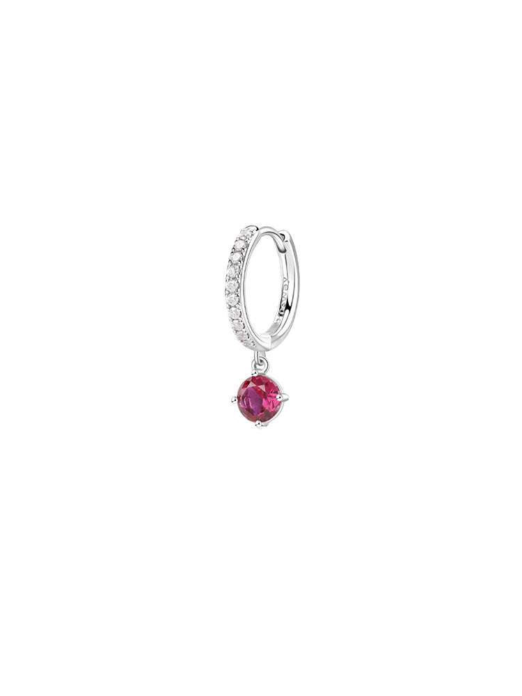 MONO ORECCHINO DONNA FANCY A CERCHIO CON ZIRCONE PENDENTE RUBY BROSWAY