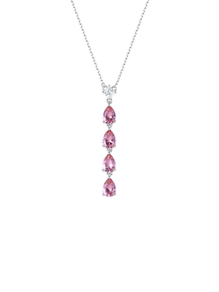 COLLANA DONNA A Y CON ZIRCONI ROSA VINTAGE PENDENTI FANCY BROSWAY