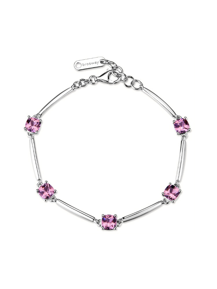 BRACCIALE DONNA IN ARGENTO A BARRETTE CON ZIRCONI ROSA VINTAGE FANCY BROSWAY
