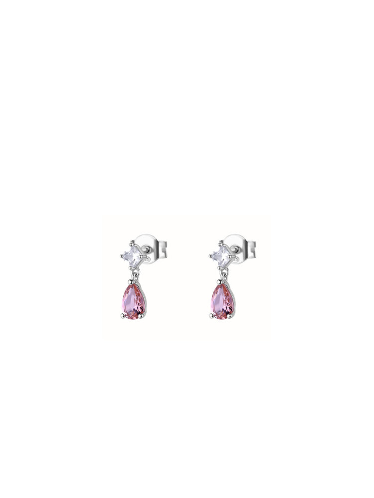 ORECCHINI DONNA CON ZIRCONE A GOCCIA PENDNETE ROSA VINTAGE FANCY BROSWAY
