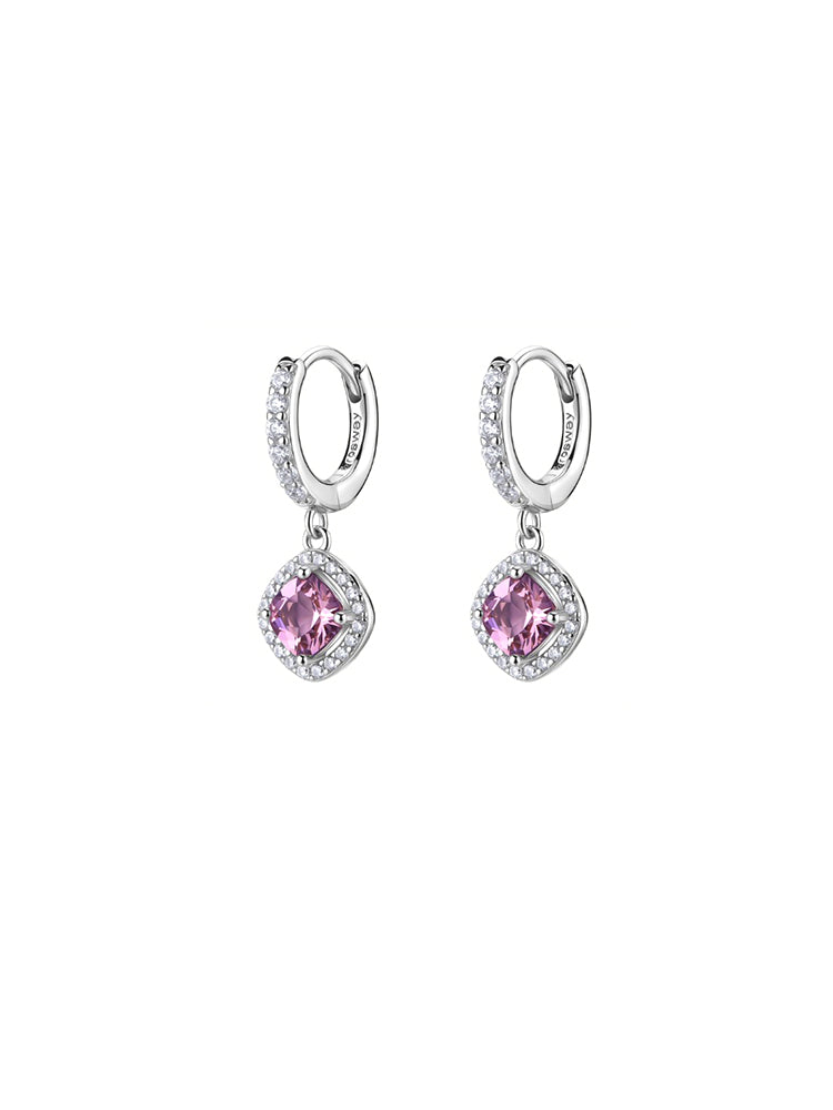 ORECCHINI DONNA A CERCHIO CON ZIRCONI ROSA VINTAGE PENDENTE FANCY BROSWAY