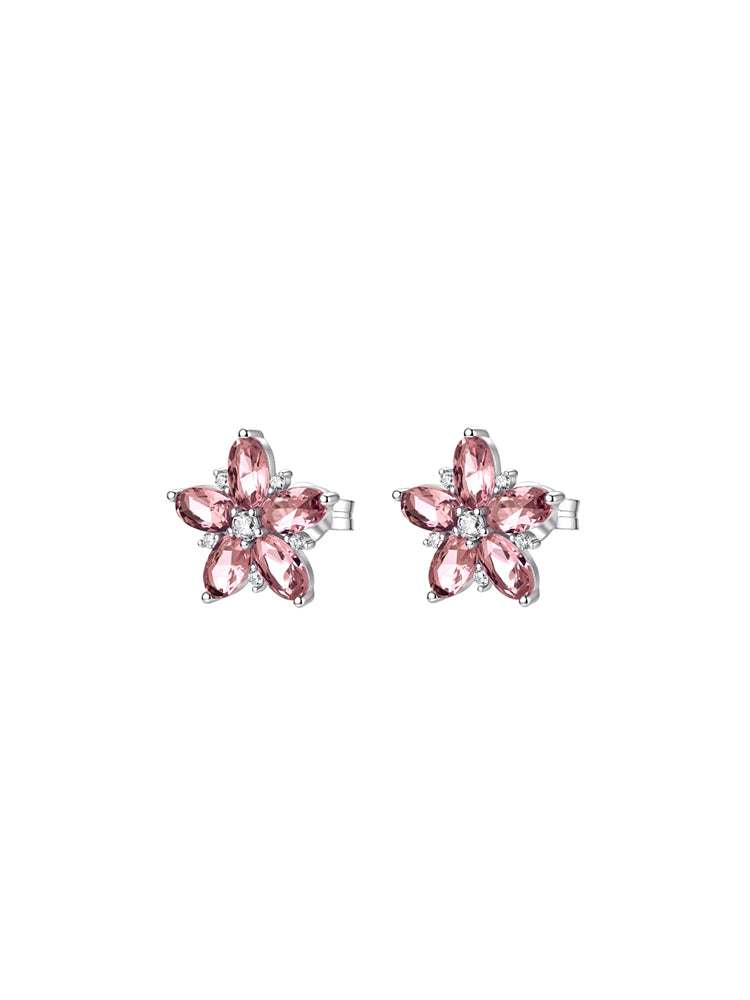 ORECCHINI DONNA A FIORE IN ARGENTO CON ZIRCONI ROSA VINTAGE FANCY BROSWAY
