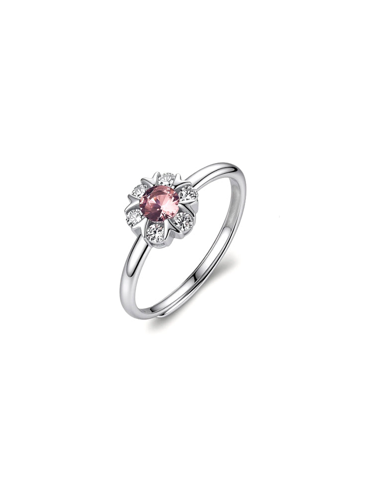 ANELLO DONNA IN ARGENTO CON FIORE CENTRALE CON ZIRCONE ROSA VINTAGE FANCY BROSWAY