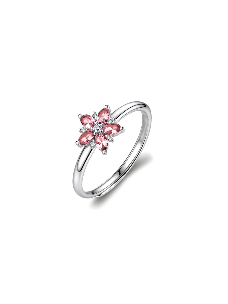 ANELLO DONNA IN ARGENTO A FIORE CON ZIRCONI ROSA REGOLABILI FANCY BROSWAY
