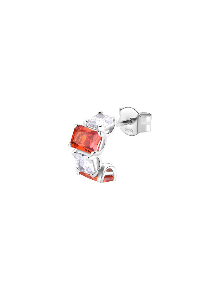 MONO ORECCHINO DONNA FANCY A BOCCOLO IN ARGENTO CON ZIRCONI BIANCHI E ARANCIONI BROSWAY