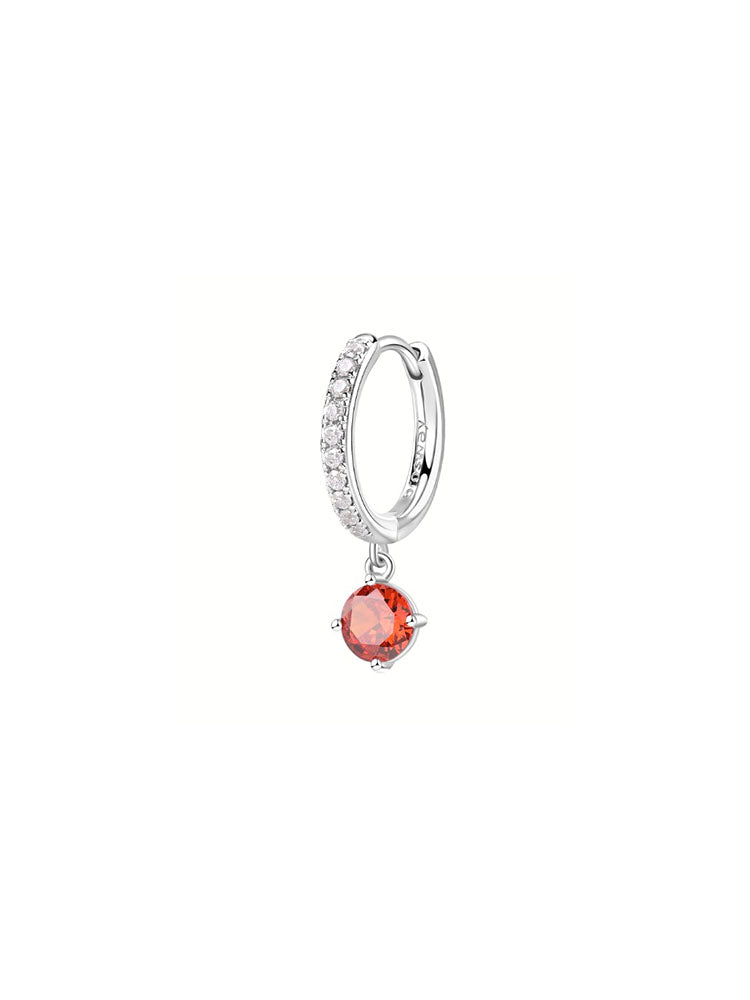 MONO ORECCHINO DONNA FANCY PENDENTE CON ZIRCONI BIANCHI E SINGOLO ARANCIONE BROSWAY
