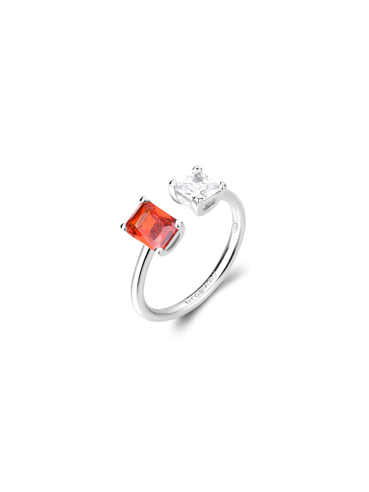 ANELLO DONNA FANCY IN ARGENTO CON ZIRCONE A BAGUETTE ORANGE MIS 18 BROSWAY