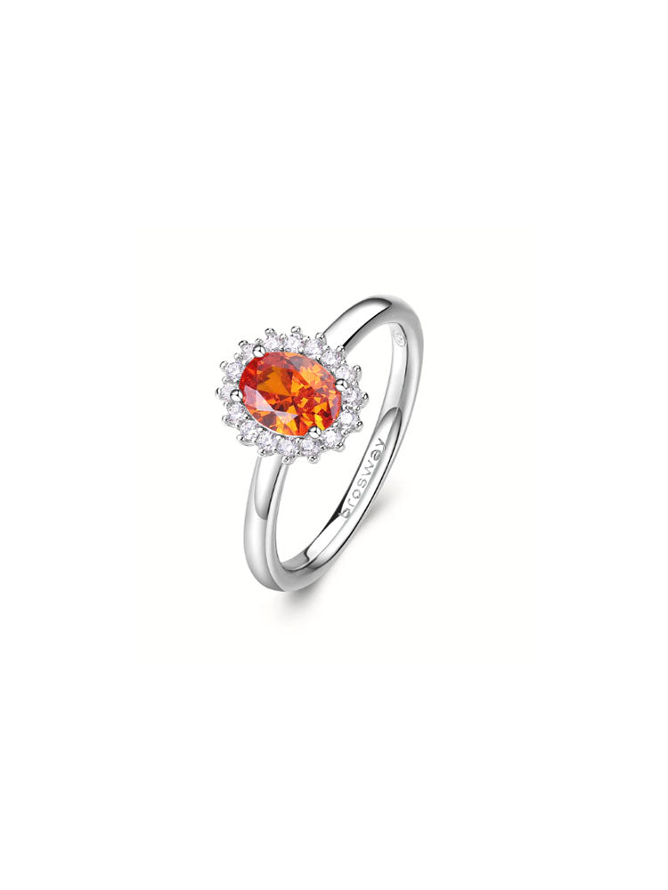 ANELLO DONNA FANCY KATE IN ARGENTO CON ZIRCONE OVALE ORANGE MIS 12 BROSWAY