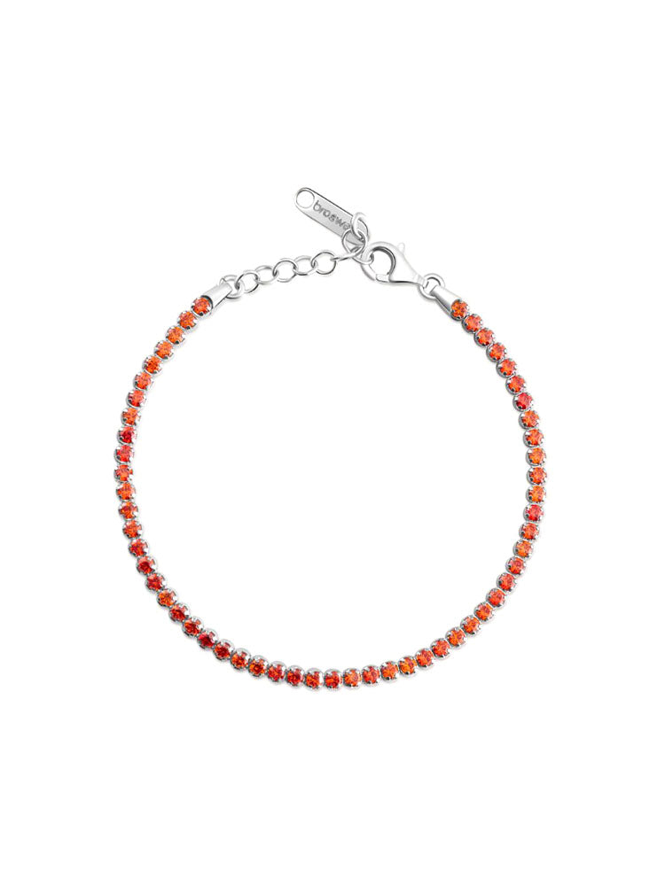 BRACCIALE DONNA TENNIS CON ZIRCONI ARANCIONI IN ARGENTO FANCY BROSWAY