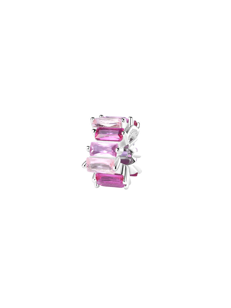 CHARM DONNA IN ARGENTO CON ZIRCONI BAGUETTE BIANCHI E ROSA FANCY BROSWAY
