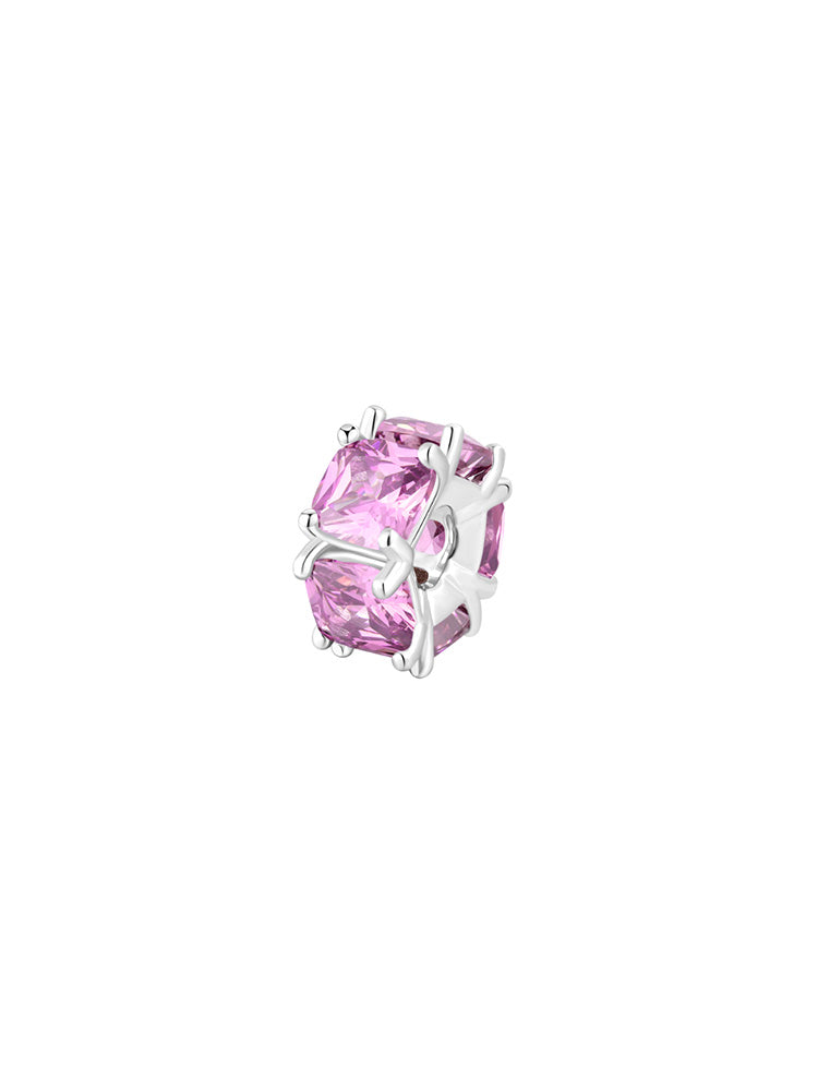 CHARM DONNA IN ARGENTO CON ZIRCONI CUSHION ROSA FANCY BROSWAY