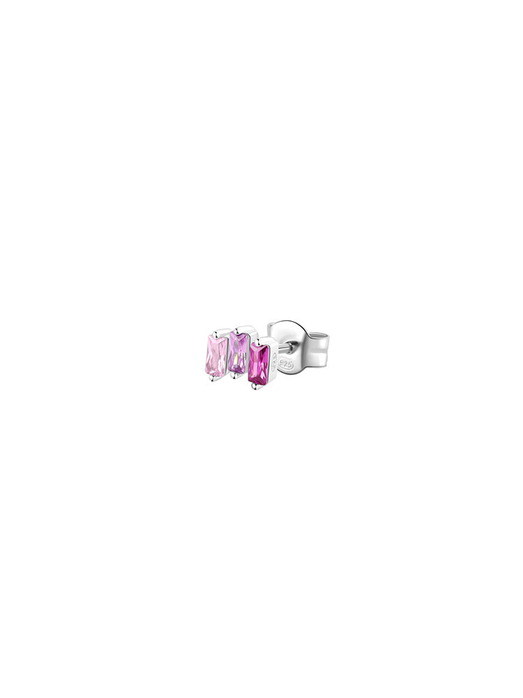 MONO ORECCHINO DONNA IN ARGENTO CON ZIRCONI BAGUETTE ROSA FANCY BROSWAY