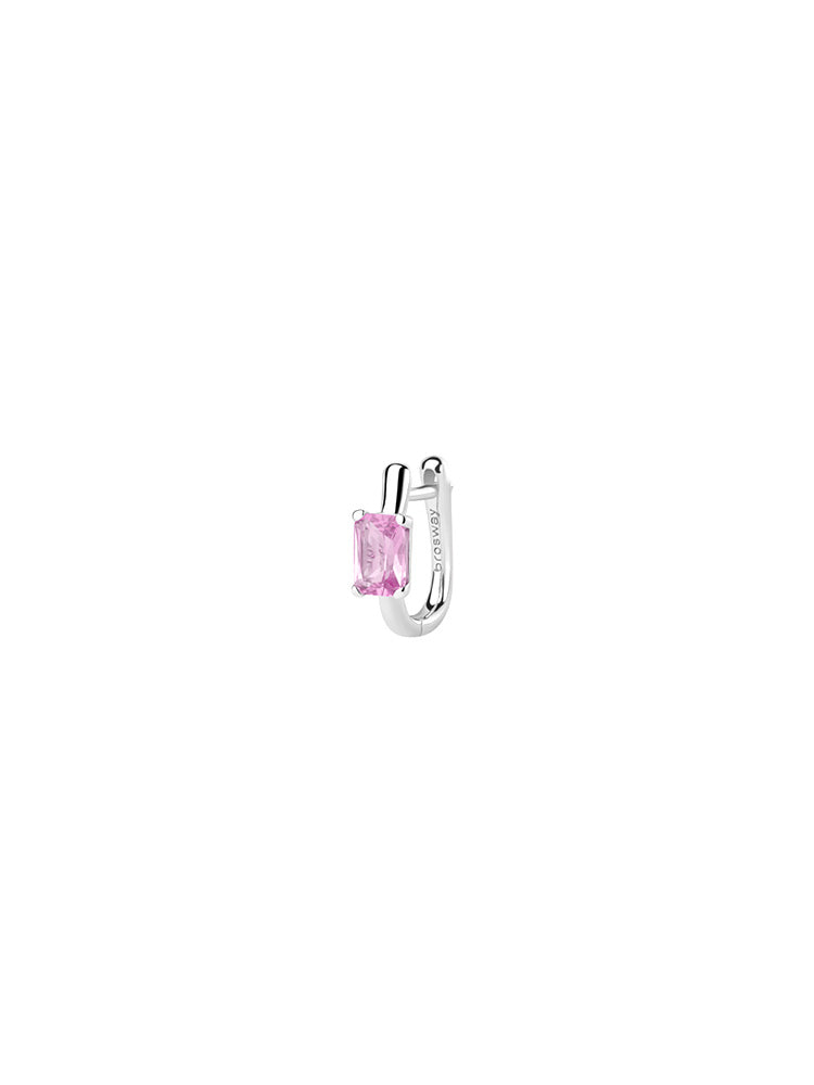 MONO ORECCHINO DONNA IN ARGENTO A U CON ZIRCONE BAGUETTE ROSA FANCY BROSWAY