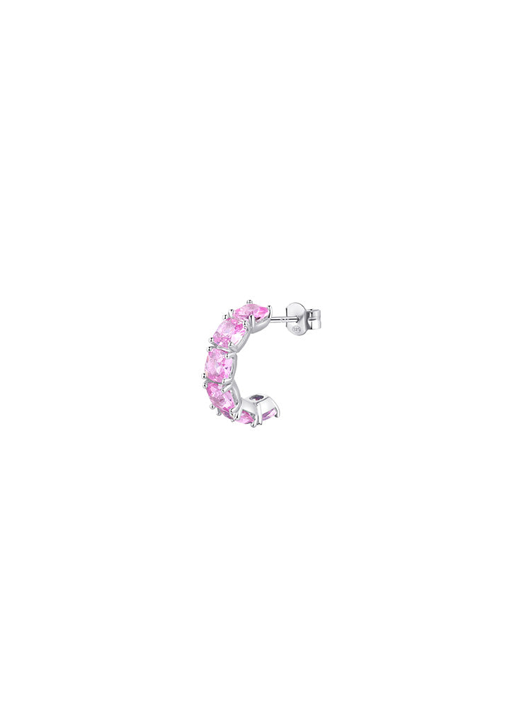 MONO ORECCHINO DONNA IN ARGENTO CON ZIRCONI CUSHION ROSA FANCY BROSWAY