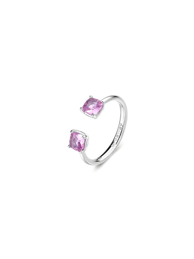 ANELLO DONNA IN ARGENTO CON ZIRCONI CUSHION ROSA MIS 14 FANCY BROSWAY