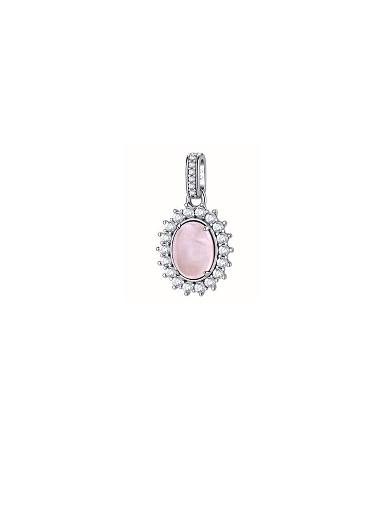 CHARM DONNA PENDENTE IN ARGENTO CON ZIRCONI E QUARZO ROSA OVALE FANCY BROSWAY