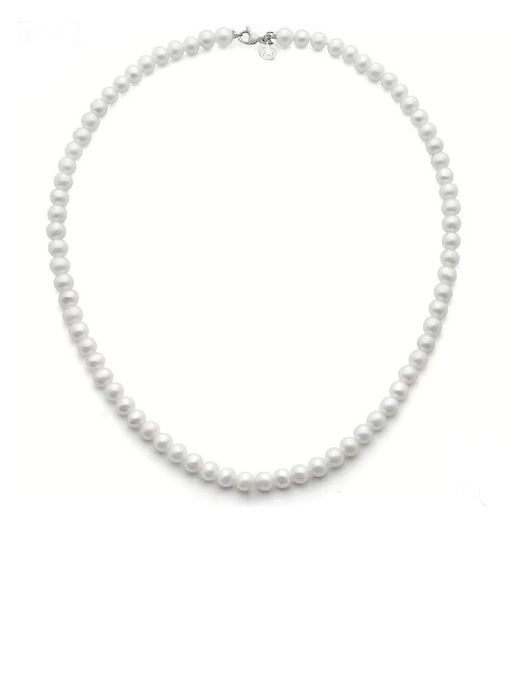 COLLANA DONNA FILO DI PERLE 7,5-8 CON CHIUSURA IN ORO BIANCO COMETE GIOIELLI