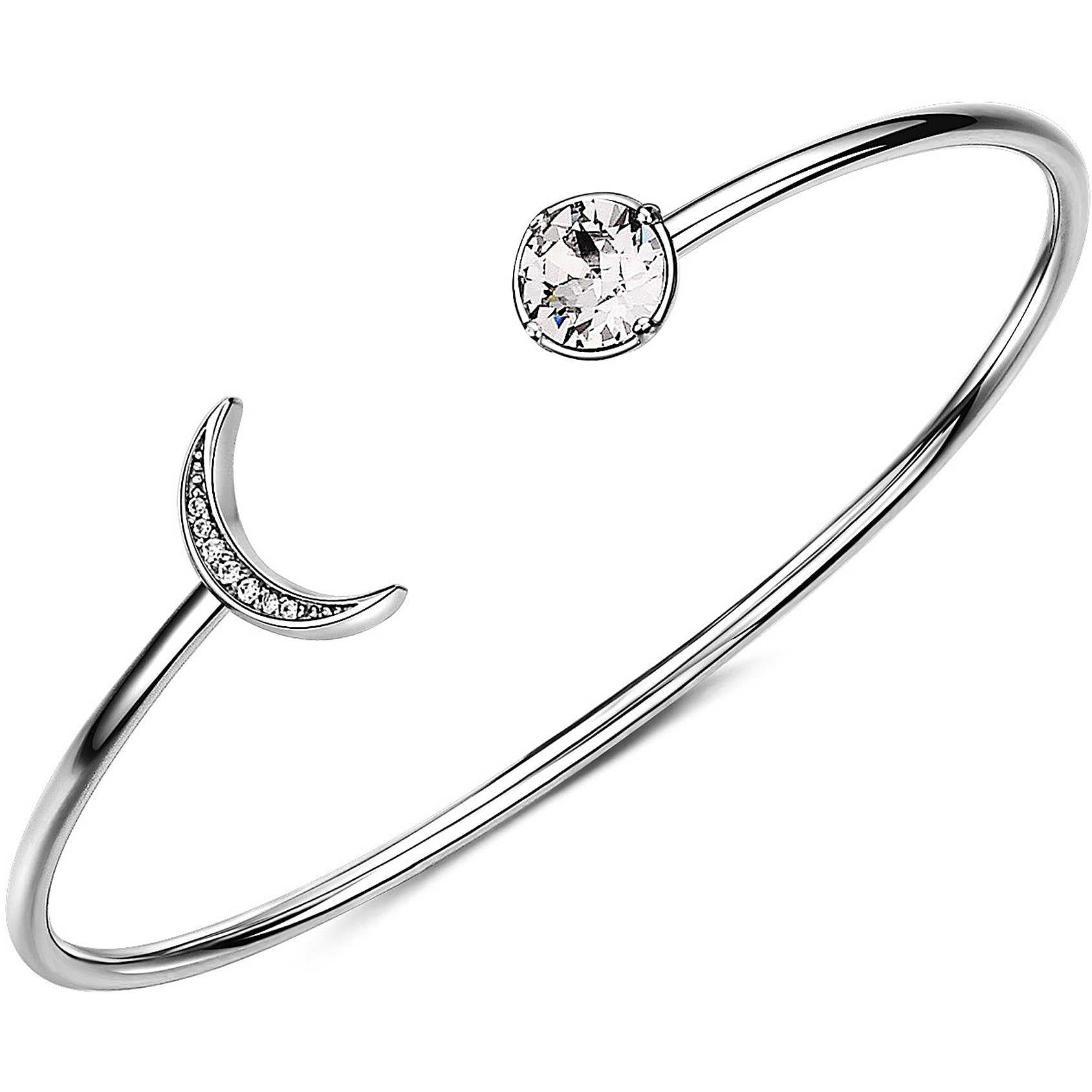 BRACCIALE DONNA AFFINITY, RIGIDO E APERTO CON LUNA, RODIO BROSWAY