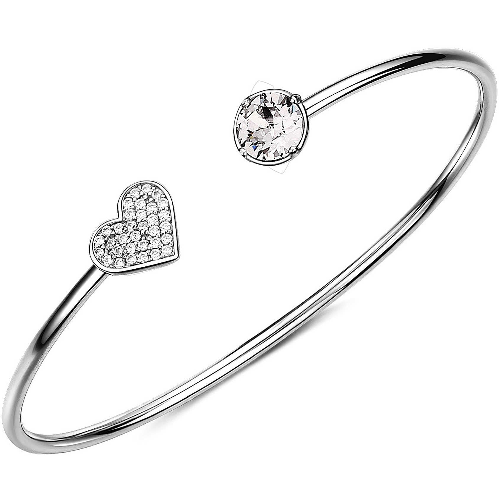 BRACCIALE DONNA AFFINITY, RIGIDO E APERTO CON CUORE, RODIO BROSWAY
