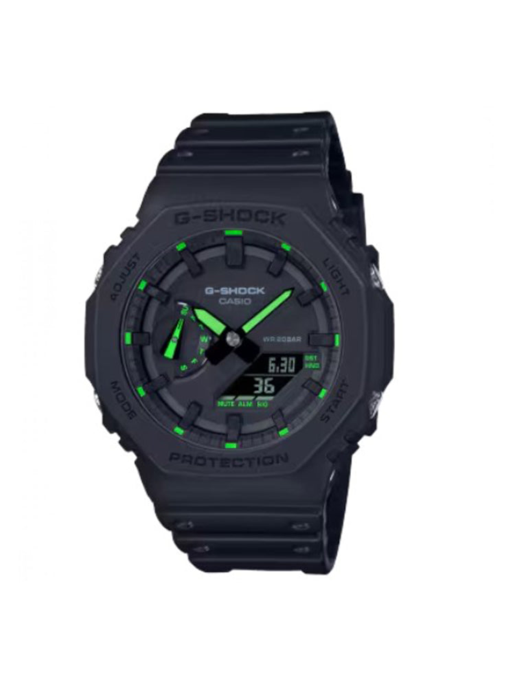 OROLOGIO UOMO ANALOGICO E DIGITALE G-SHOCK IN RESINA NERO CON DETTAGLI VERDI CASIO