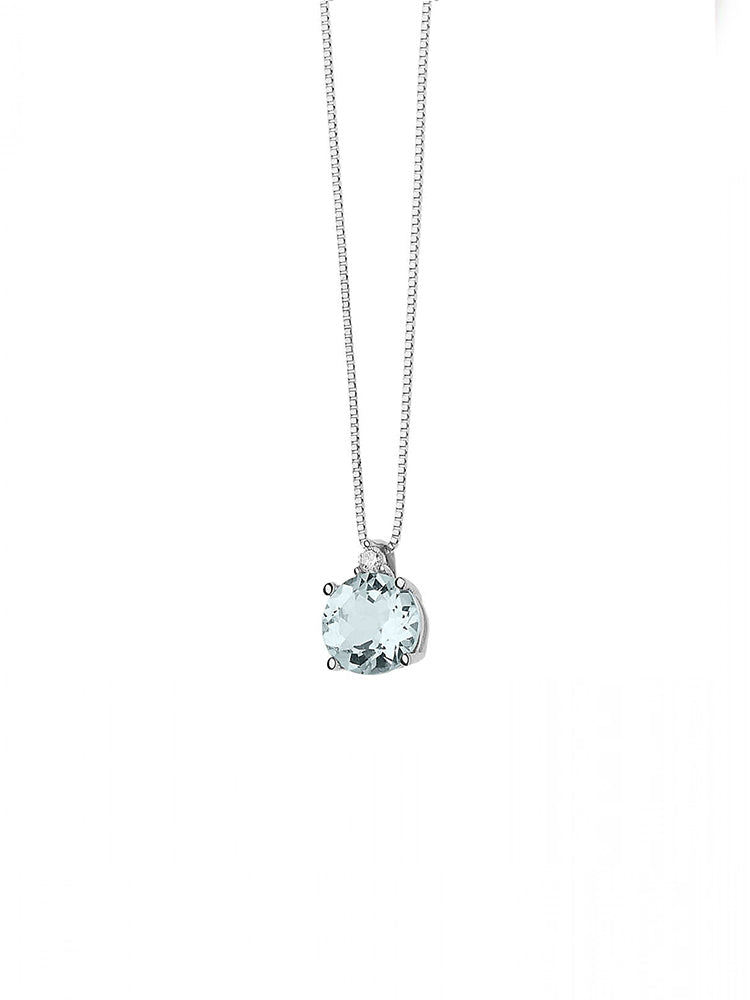 COLLANA DONNA CON DIAMANTE E ACQUAMARINA COMETE GIOIELLI.