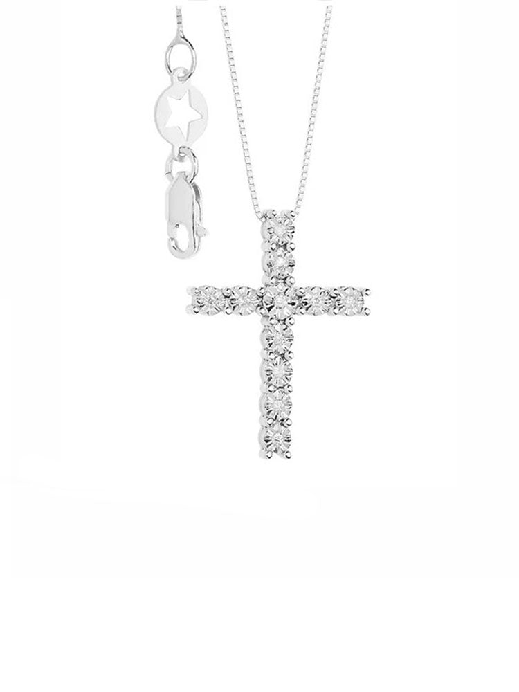 COLLANA DONNA CROCE IN ORO E DIAMANTI COMETE GIOIELLI
