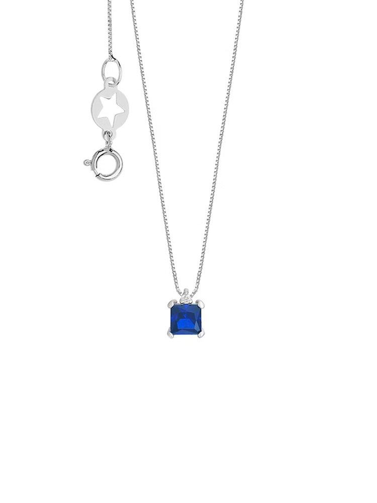 COLLANA DONNA IN ORO CON ZAFFIRO BLU RICRISTALLIZZATO E DIAMANTE COMETE GIOIELLI