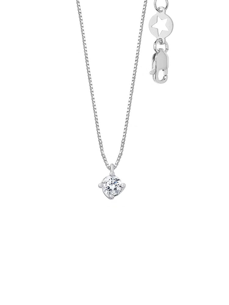 COLLANA DONNA IN ORO BIANCO CON DIAMANTE 0,10 CT PENDENTE
