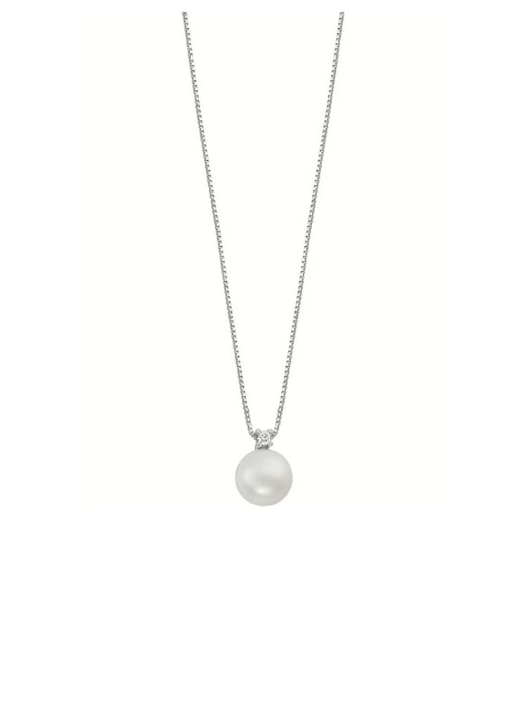 COLLANA DONNA ORO BIANCO PERLA E DIAMANTE STORIE DI LUCE COMETE