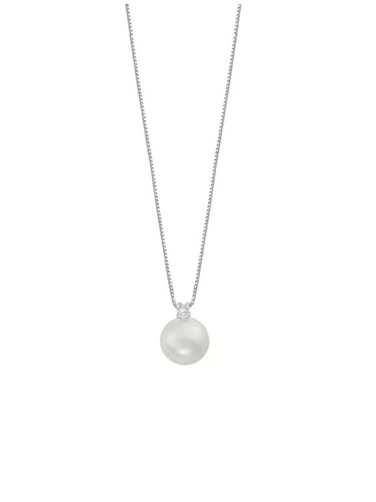 COLLANA DONNA ORO BIANCO PERLA E DIAMANTE STORIE DI LUCE COMETE
