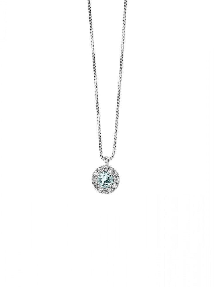 COLLANA DONNA IN ORO BIANCO, DIAMANTI E ACQUAMARINA COMETE GIOIELLI