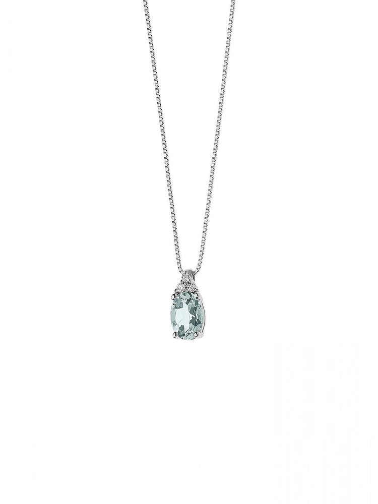 COLLANA DONNA IN ORO BIANCO, DIAMANTI E ACQUAMARINA COMETE GIOIELLI
