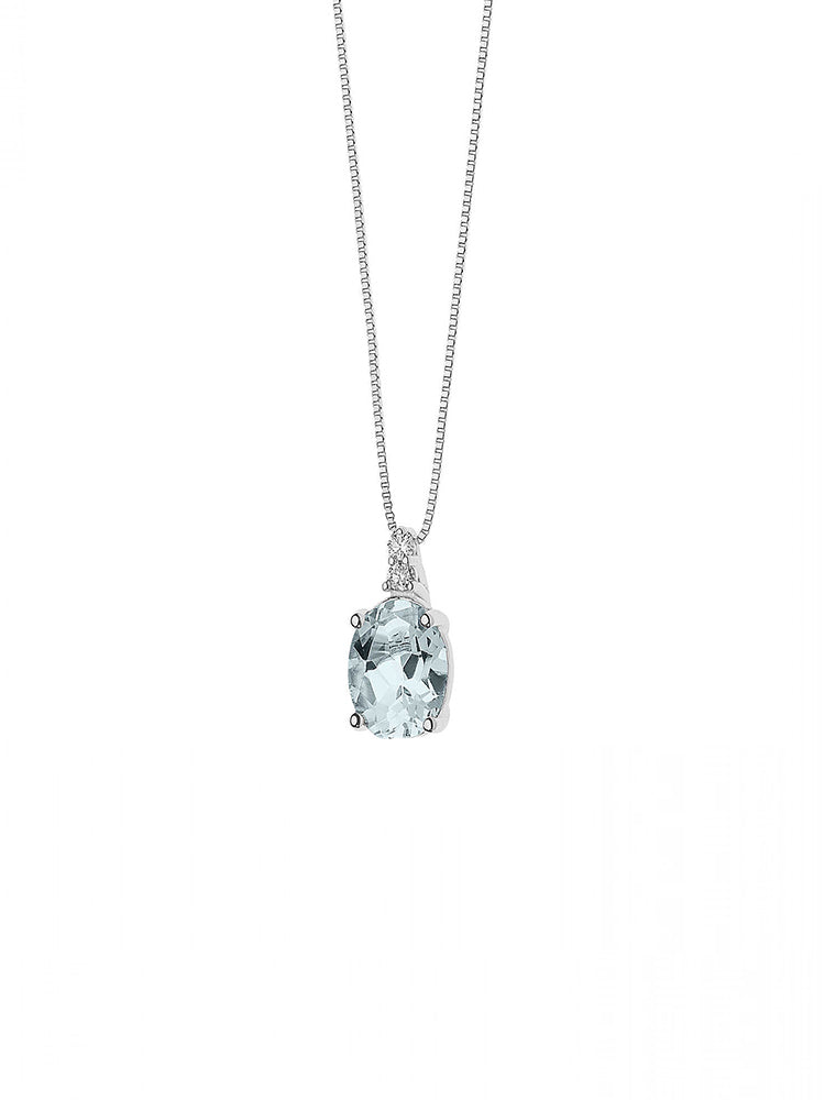 COLLANA DONNA IN ORO BIANCO, DIAMANTI E ACQUAMARINA COMETE GIOIELLI