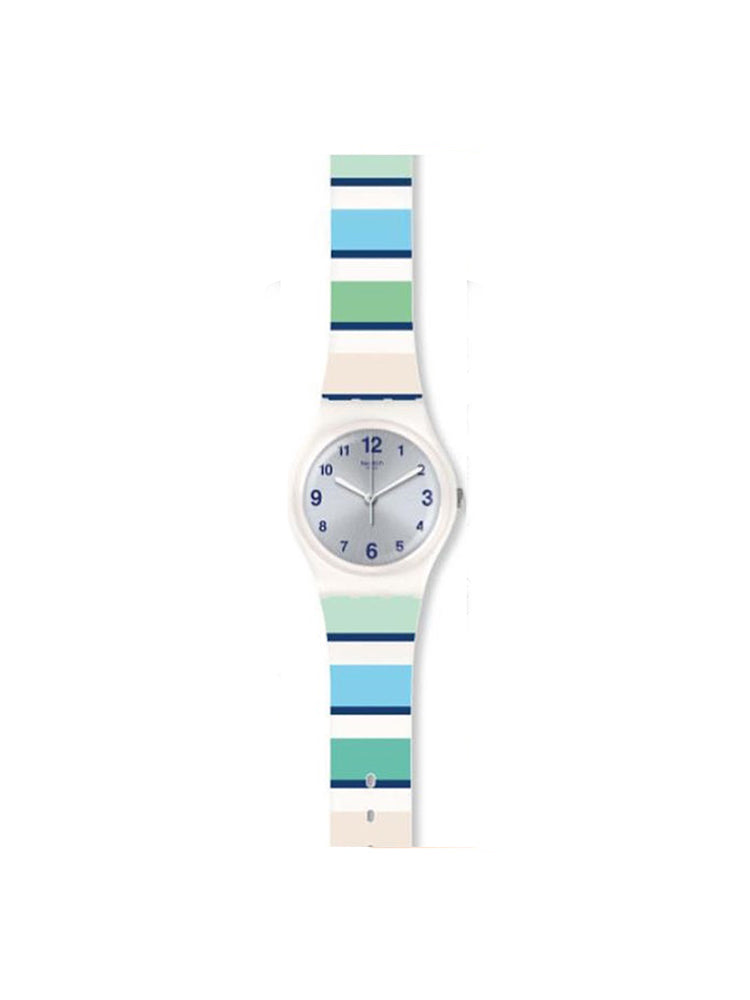 OROLOGIO UNISEX SOLO TEMPO IN SILICONE BIANCO A STRISCE COLORATE SWATCH
