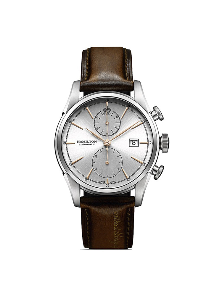 OROLOGIO UOMO CHRONO AMERICAN CLASSIC IN PELLE MARRONE HAMILTON