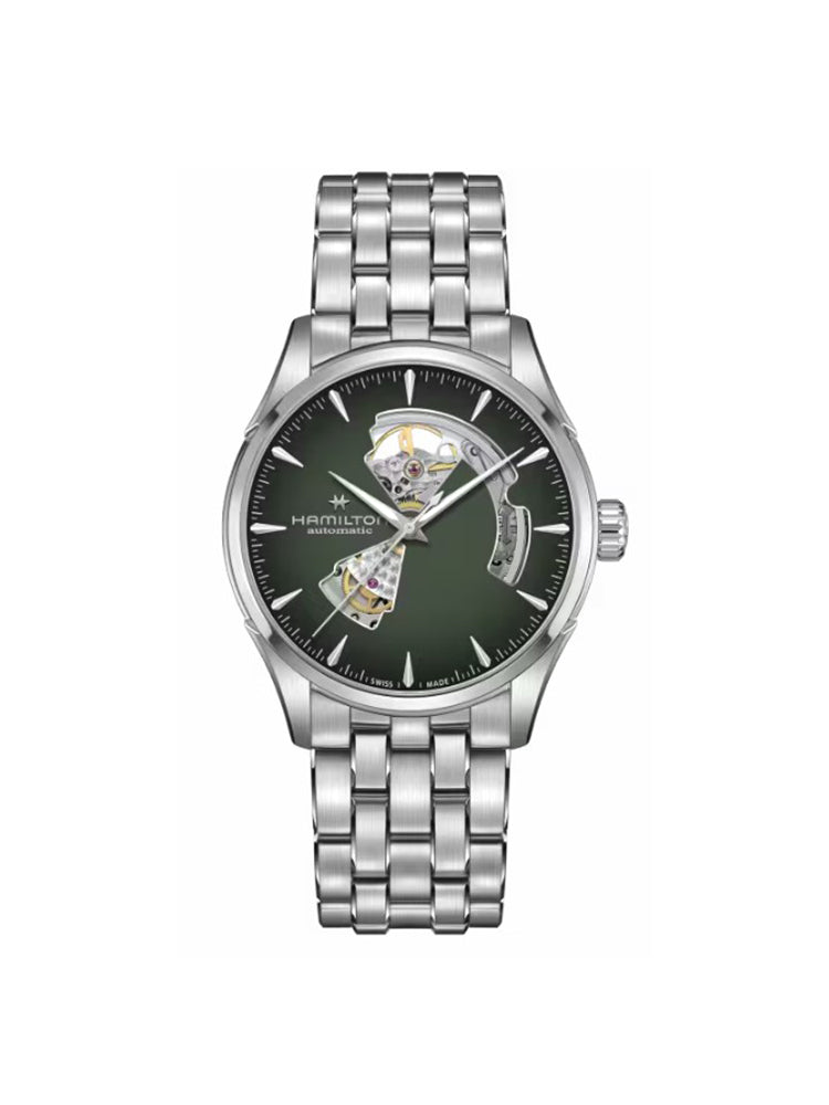 OROLOGIO UOMO JAZZMASTER OPEN HEART VERDE IN ACCIAIO  AUTOMATICO 42 MM HAMILTON