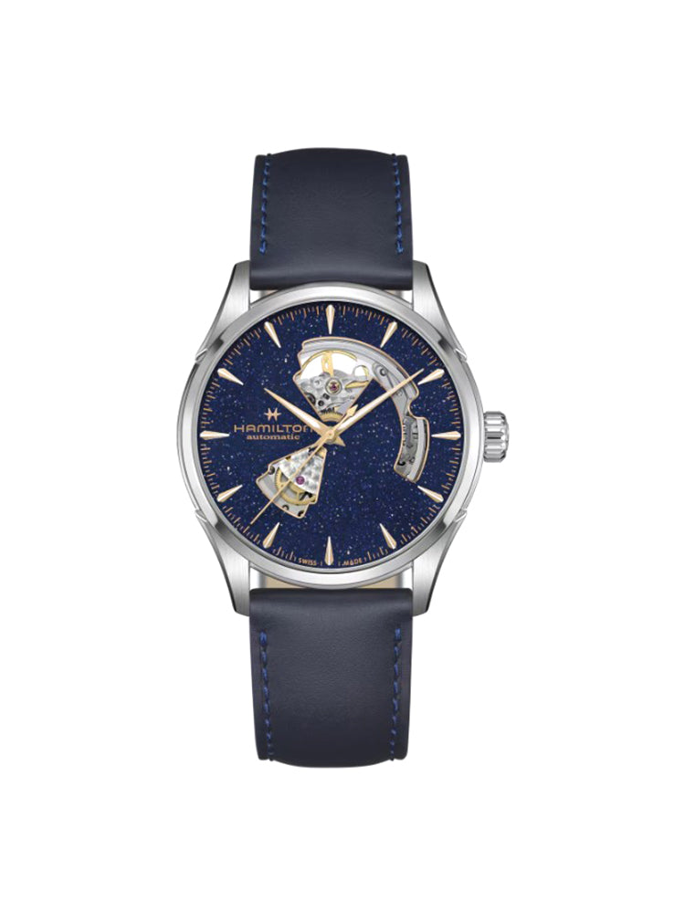 OROLOGIO UOMO JAZZMASTER OPEN HEART BLU IN PELLE AUTOMATICO 42 MM HAMILTON