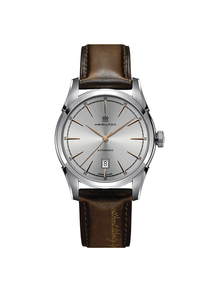 OROLOGIO UOMO AUTO AMERICAN CLASSIC IN PELLE MARRONE HAMILTON