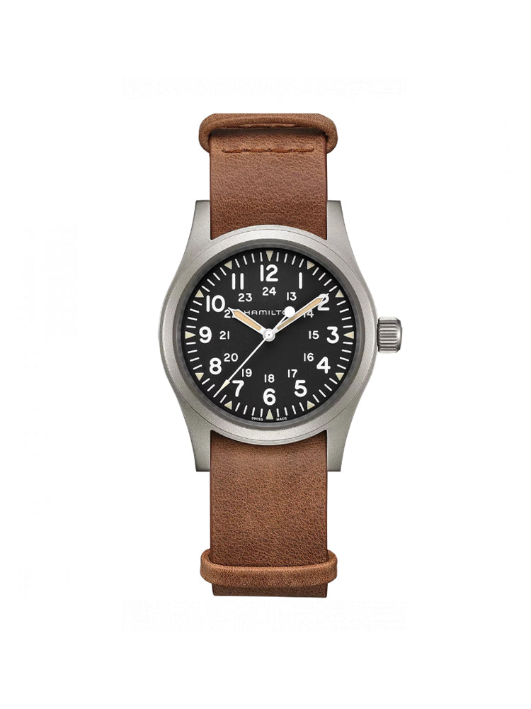 OROLOGIO UOMO KHAKI FIELD AUTOMATICO 38 MM CON CINTURINO IN PELLE MARRONE HAMILTON
