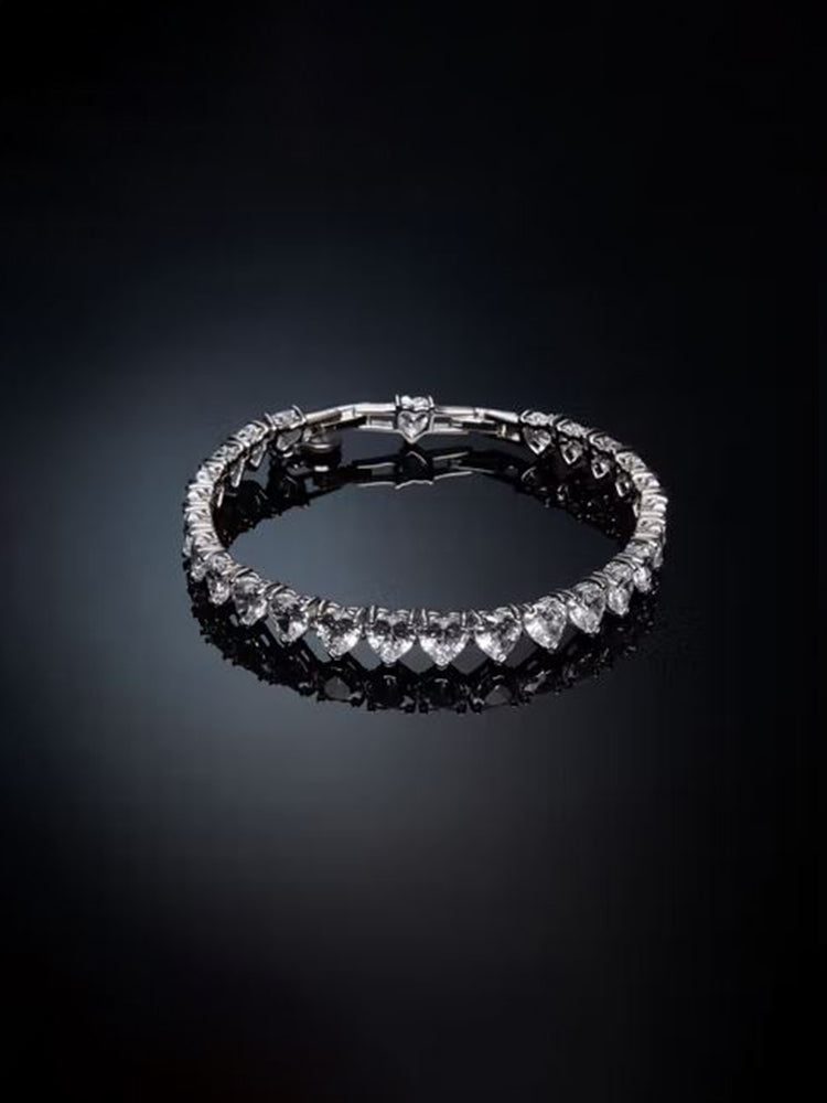 BRACCIALE DONNA FIRST LOVE, TENNIS IN ACCIAIO PLACCATO RODIO CON CRISTALLI BIANCHI VERTICALI CHIARA FERRAGNI