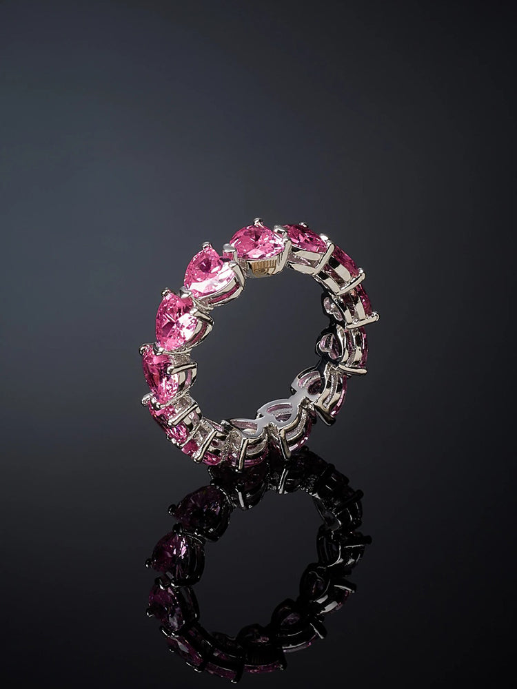 ANELLO DONNA INFINITY LOVE, GIRODITO IN ACCIAIO PLACCATO RODIO CON ZIRCONI ROSA A FORMA DI CUORE MIS 16 CHIARA FERRAGNI