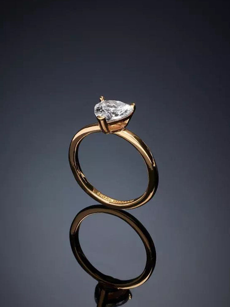 ANELLO DONNA LOVE PARADE, SOLITARIO IN ACCIAIO PLACCATO RODIO E ORO GIALLO 18 KT CON ZIRCONE BIANCO A FORMA DI CUORE MIS 18 CHIARA FERRAGNI