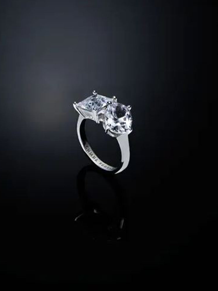 ANELLO DONNA PRINCESS CON DUE ZIRCONI MISURA 18 CHIARA FERRAGNI