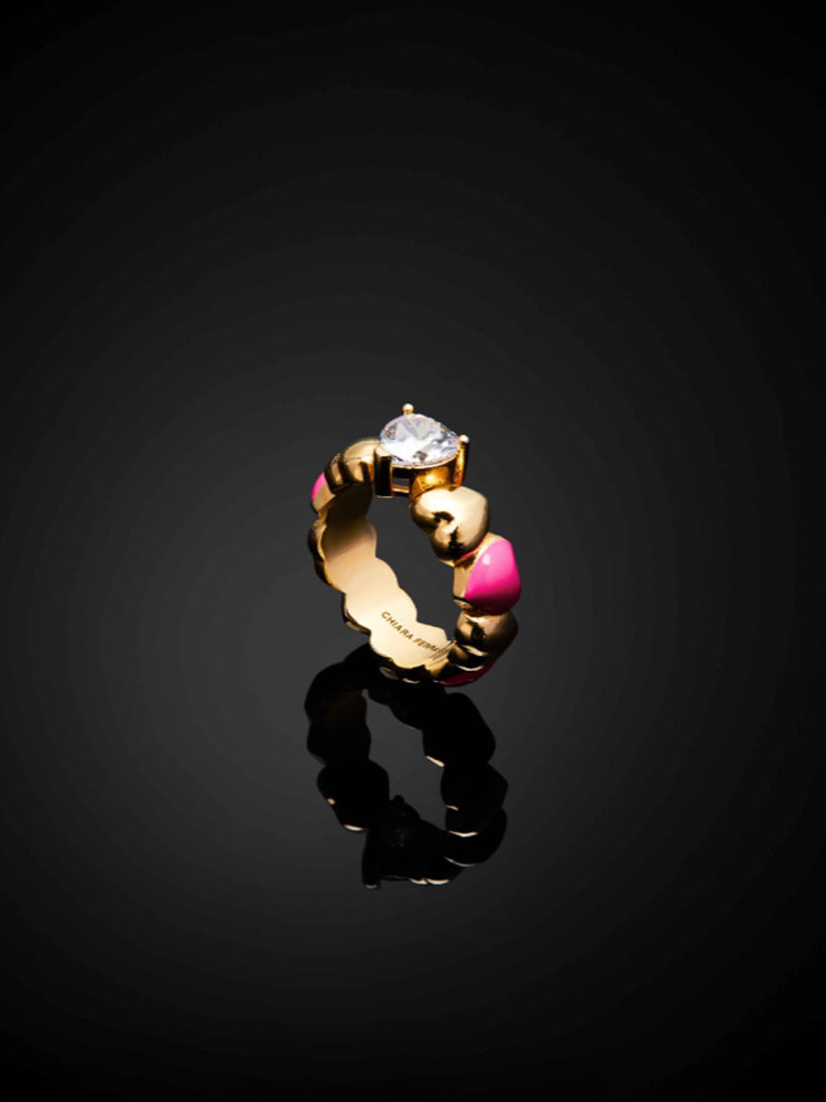 ANELLO DONNA CUORICINO NEON CON SMALTO ROSA CHIARA FERRAGNI