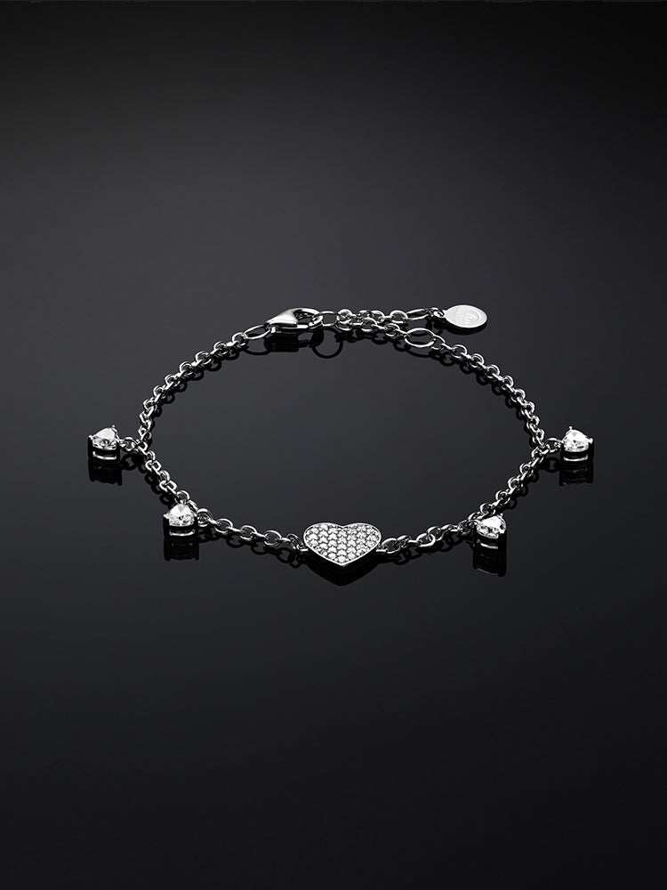 BRACCIALE DONNA CON CUORE PENDENTE IN ARGENTO E CRISTALLI CHIARA FERRAGNI