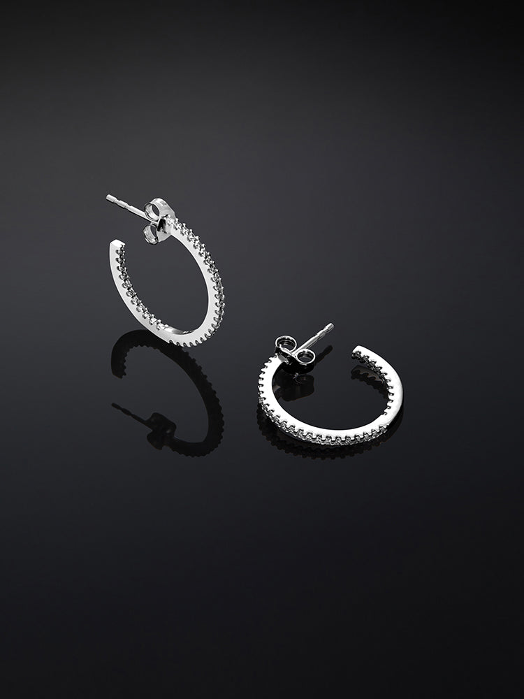 ORECCHINI DONNA A CERCHIO GRANDI IN ARGENTO CON CRISTALLI BIANCHI CHIARA FERRAGNI