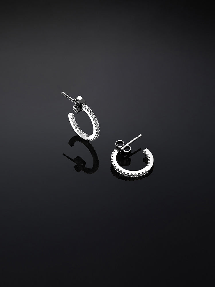 ORECCHINI DONNA A CERCHIO MEDI IN ARGENTO CON CRISTALLI BIANCHI CHIARA FERRAGNI